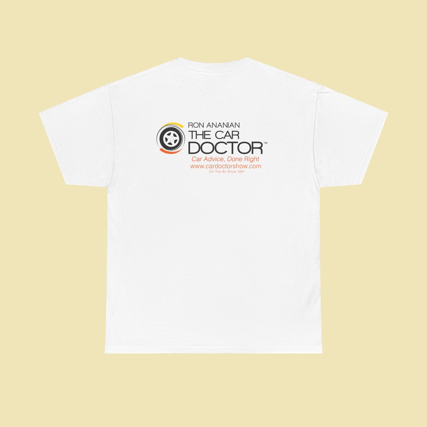 Ron Ananian The Car Doctor™ - Unisex Heavy Cotton T-shirt (LOGO ON FRONT & BACK)