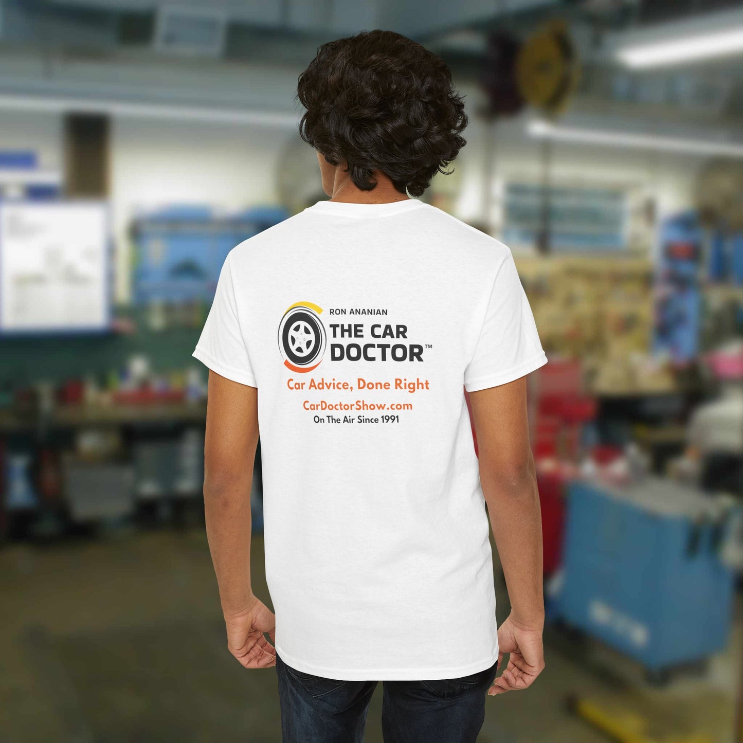 Ron Ananian The Car Doctor™ - Unisex Heavy Cotton T-shirt (LOGO ON FRONT & BACK)