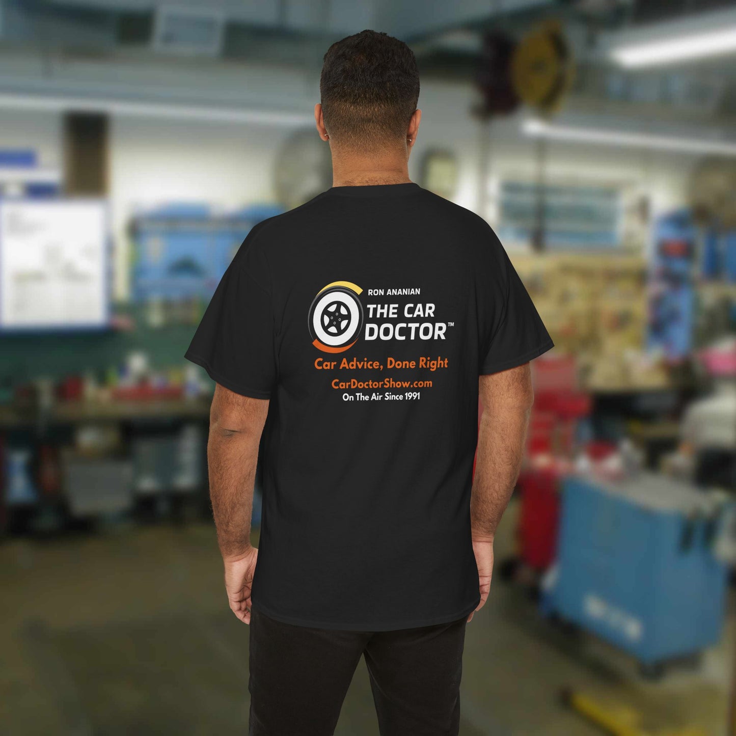 Ron Ananian The Car Doctor™ - Unisex Heavy Cotton T-shirt (LOGO ON FRONT & BACK)