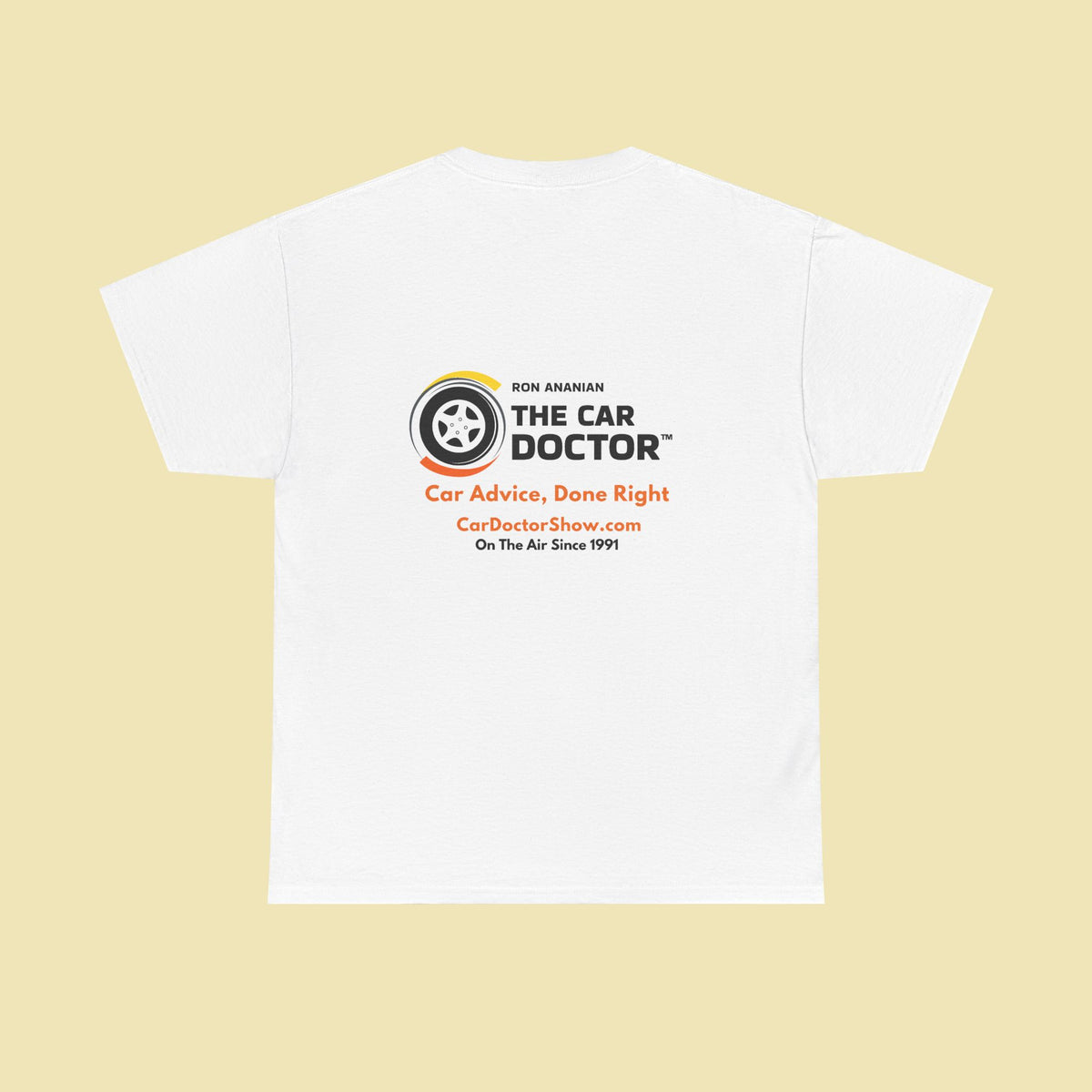 Ron Ananian The Car Doctor™ - Unisex Heavy Cotton T-shirt (LOGO ON FRONT & BACK)