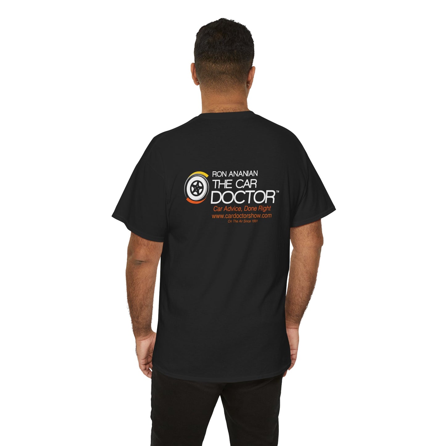 Ron Ananian The Car Doctor™ - Unisex Heavy Cotton T-shirt (LOGO ON FRONT & BACK)