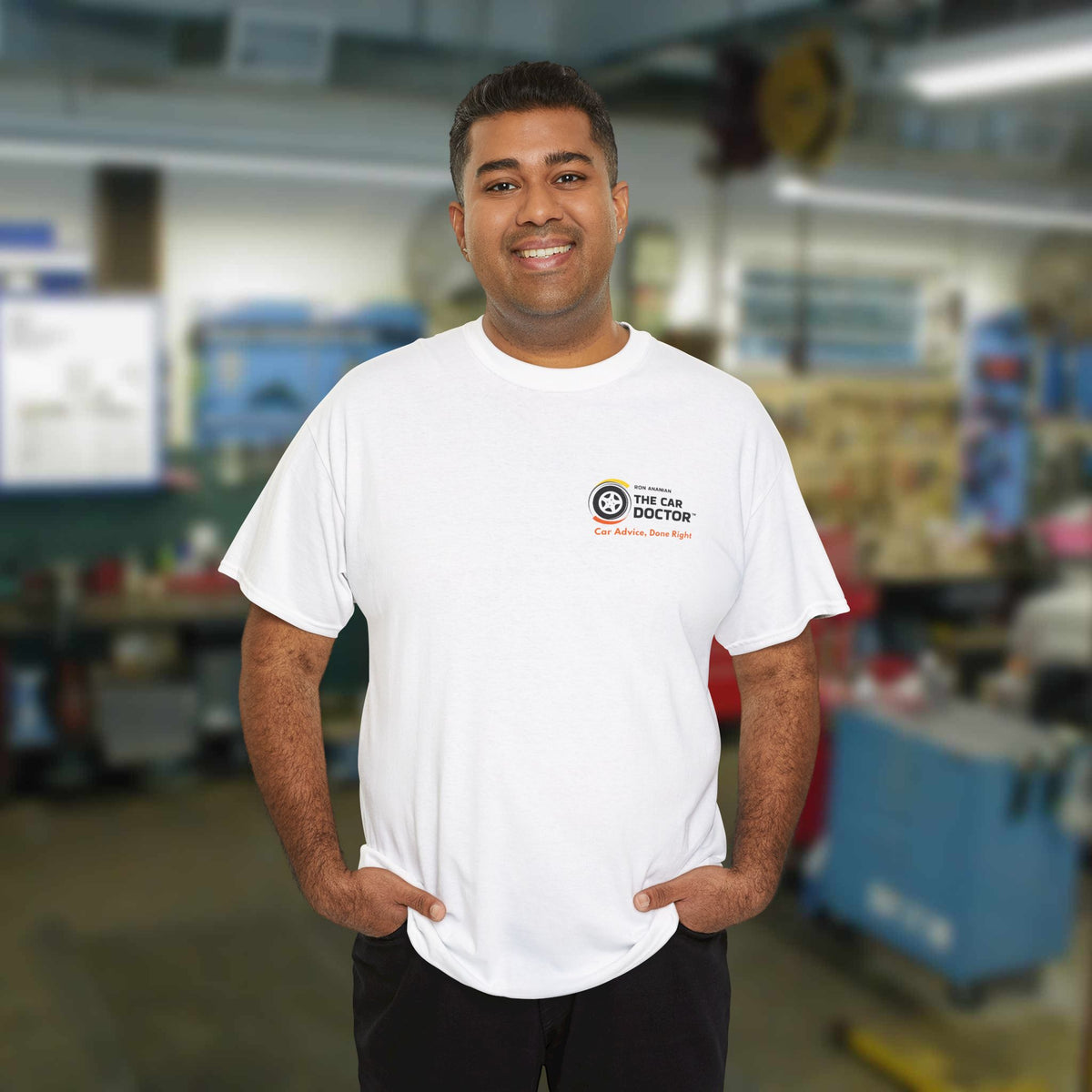 Ron Ananian The Car Doctor™ - Unisex Heavy Cotton T-shirt (FRONT LOGO ONLY)