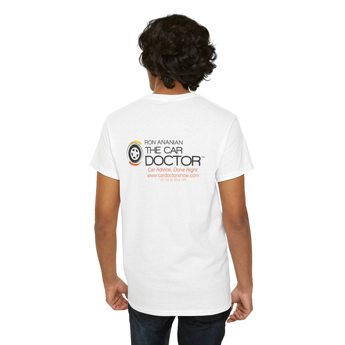 Ron Ananian The Car Doctor™ - Unisex Heavy Cotton T-shirt (LOGO ON FRONT & BACK)