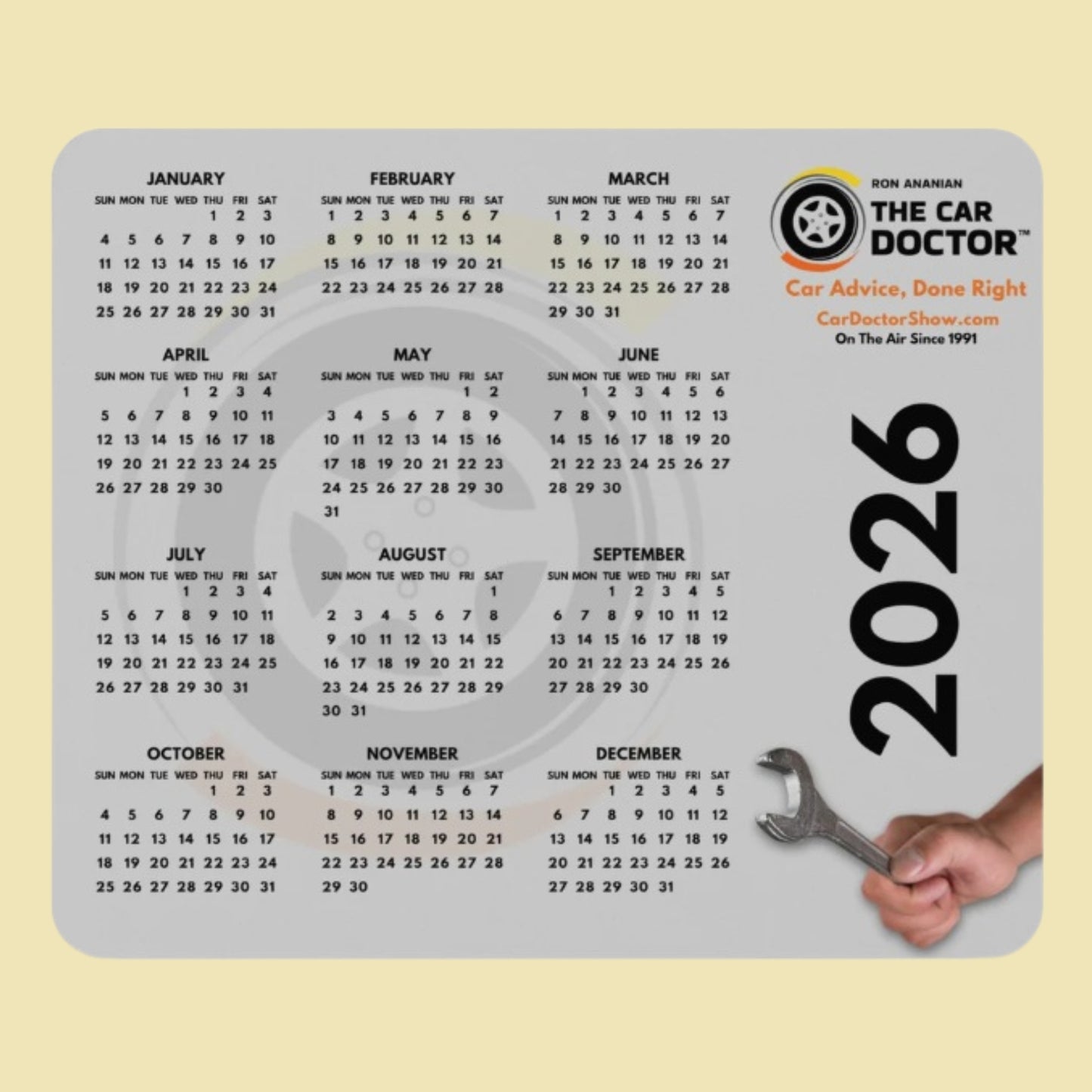 Ron Ananian The Car Doctor™ - 2026 Calendar Mouse Pad