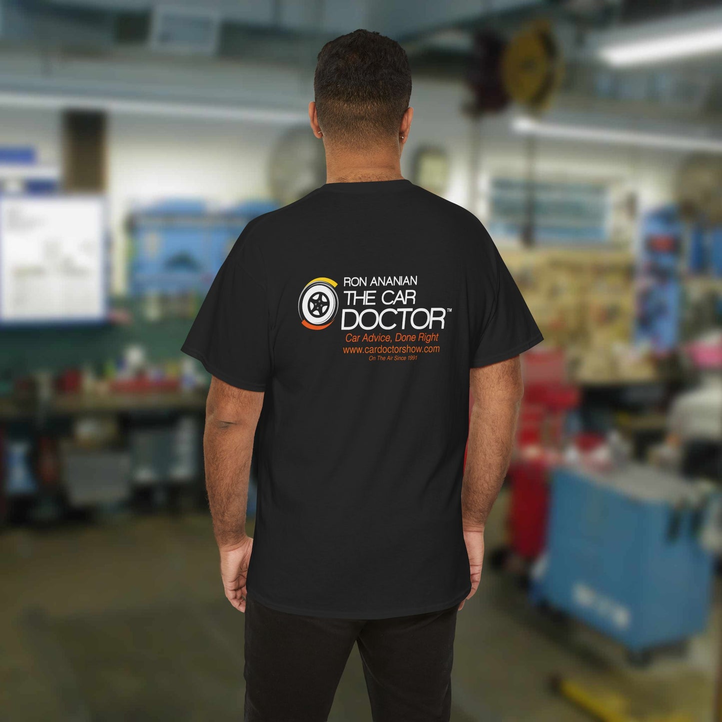 Ron Ananian The Car Doctor™ - Unisex Heavy Cotton T-shirt (LOGO ON FRONT & BACK)