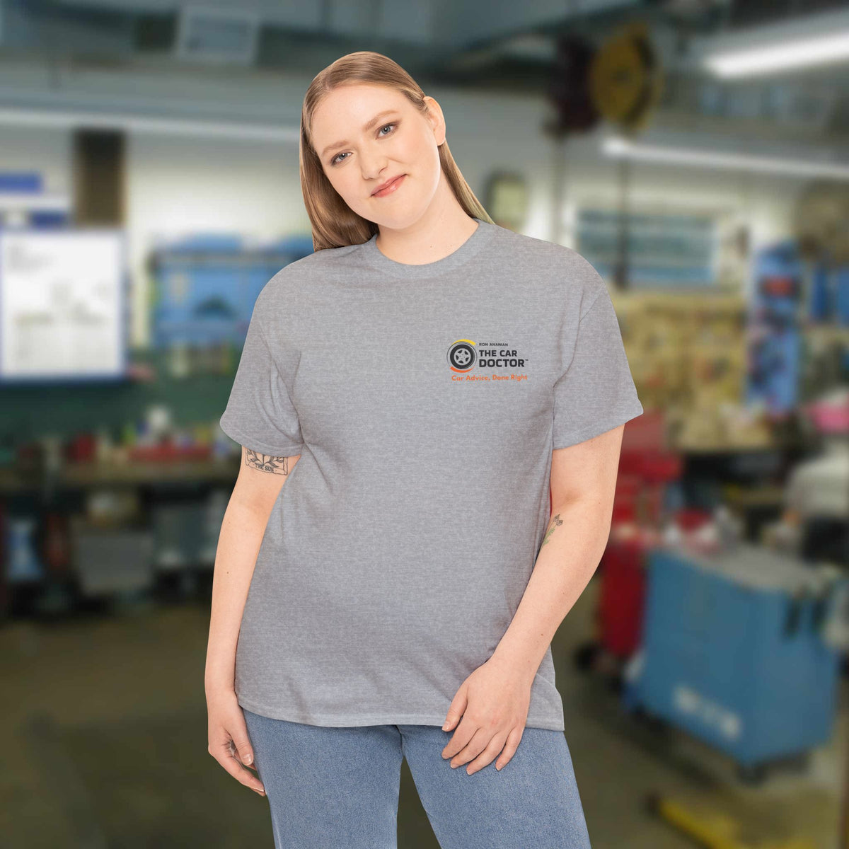 Ron Ananian The Car Doctor™ - Unisex Heavy Cotton T-shirt (FRONT LOGO ONLY)