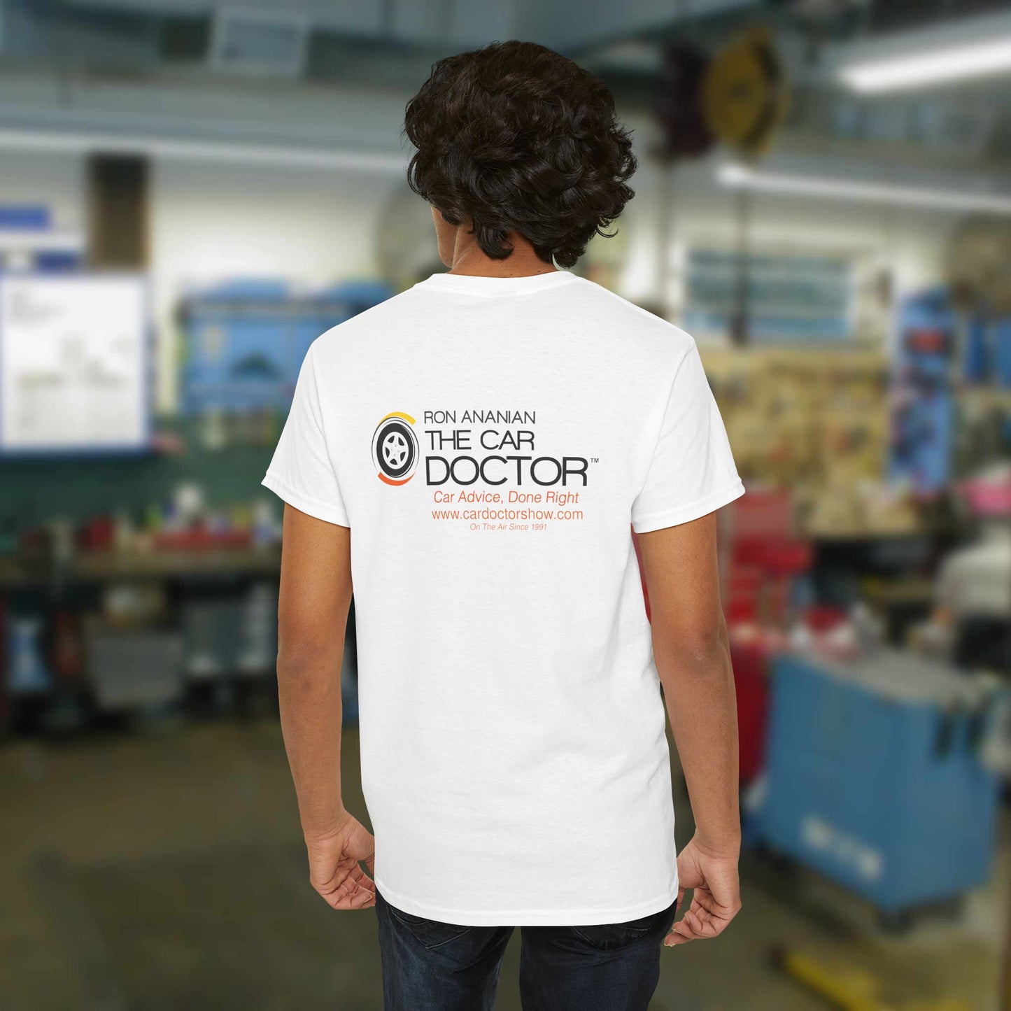 Ron Ananian The Car Doctor™ - Unisex Heavy Cotton T-shirt (LOGO ON FRONT & BACK)