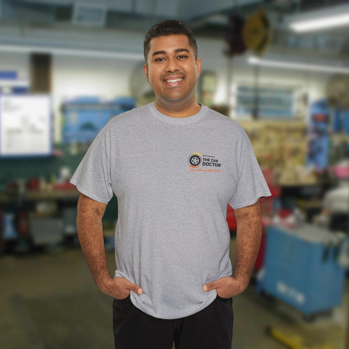Ron Ananian The Car Doctor™ - Unisex Heavy Cotton T-shirt (FRONT LOGO ONLY)