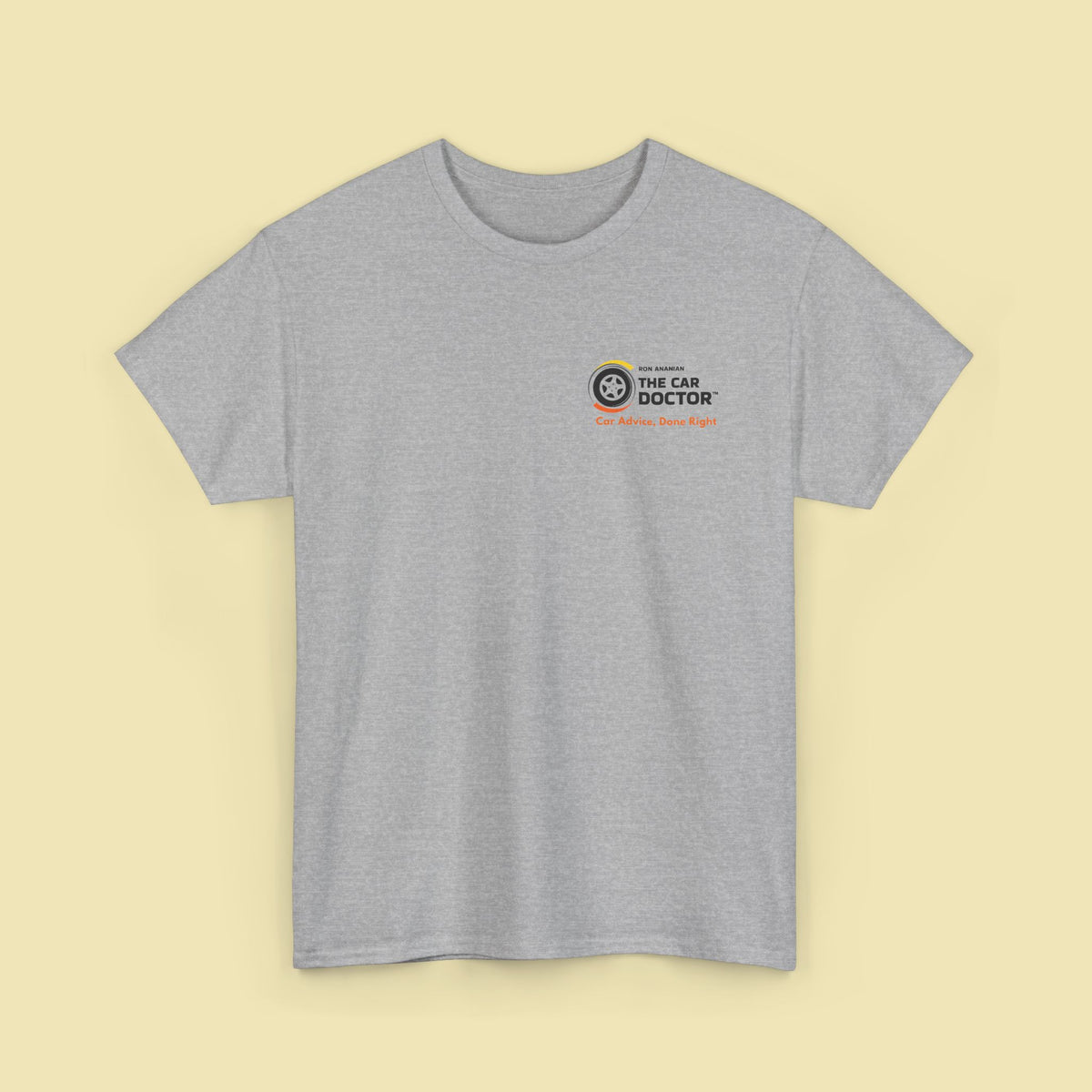 Ron Ananian The Car Doctor™ - Unisex Heavy Cotton T-shirt (LOGO ON FRONT & BACK)